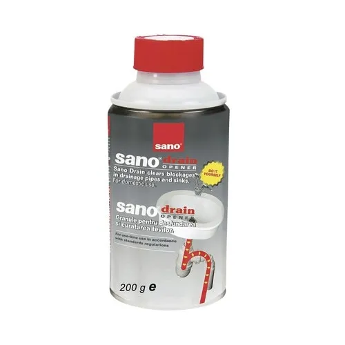 Solutie desfundat tevi Sano Drain 200g, granule, interior, periculos
