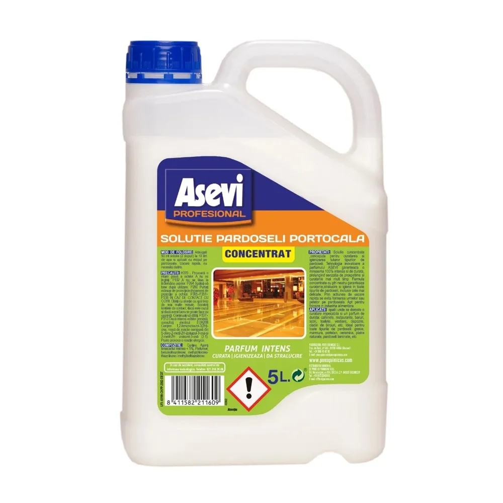 Solutie pentru curatare pardoseli, Asevi, portocala, 5L