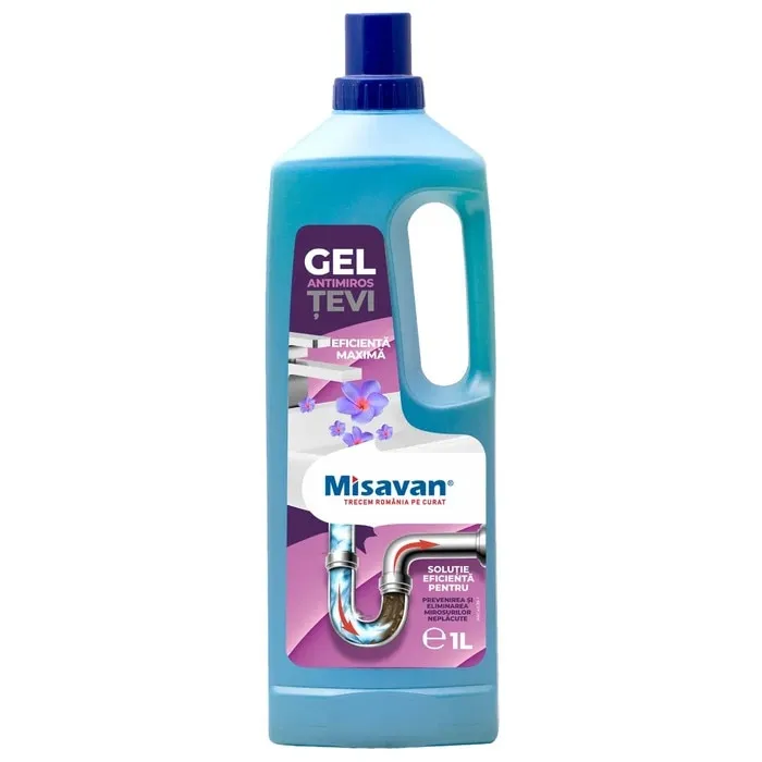 Solutie pentru desfundarea tevilor Misavan Gel, anti-miros, 1L