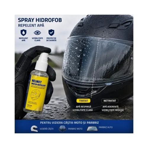 Spray hidrofob repelent apa pentru viziera casca moto si parbriz 50 ml