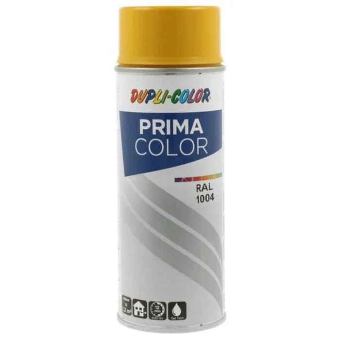 Spray vopsea acrilica Dupli-Color Prima Color, interior / exterior, galben aur RAL1004, 400 ml