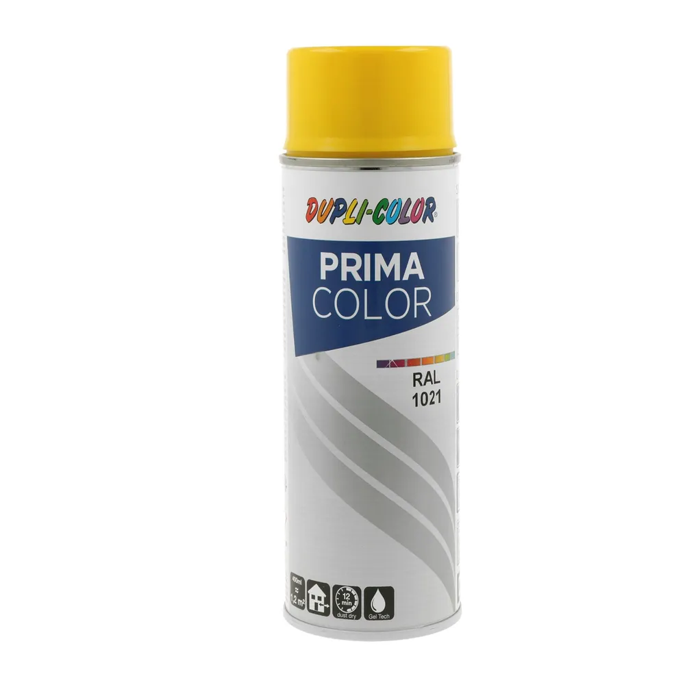 Spray vopsea acrilica Dupli-Color Prima Color, interior / exterior, galben lucios RAL1021, 400 ml