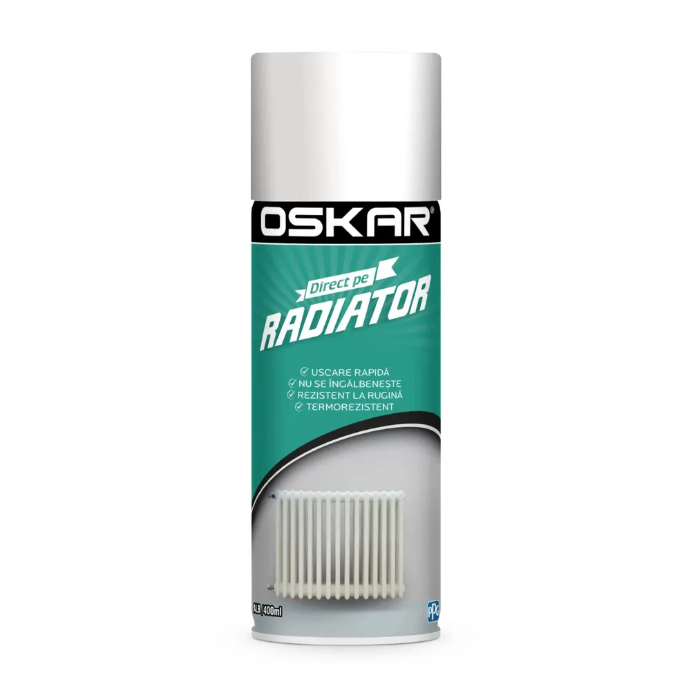 Spray vopsea acrilica, Oskar Direct pe radiator, alb, 400 ml