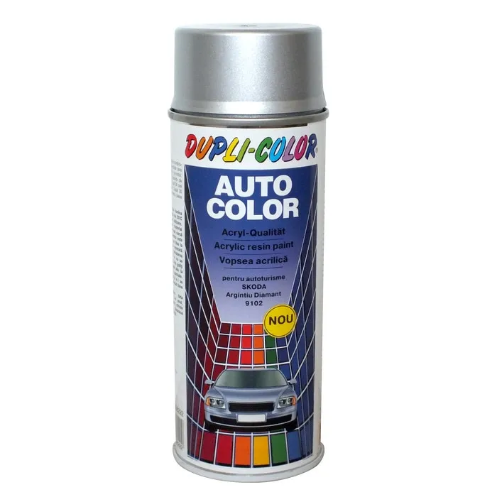 Spray vopsea auto Skoda, Dupli-Color, argintiu diamant metalizat, interior / exterior, 350 ml