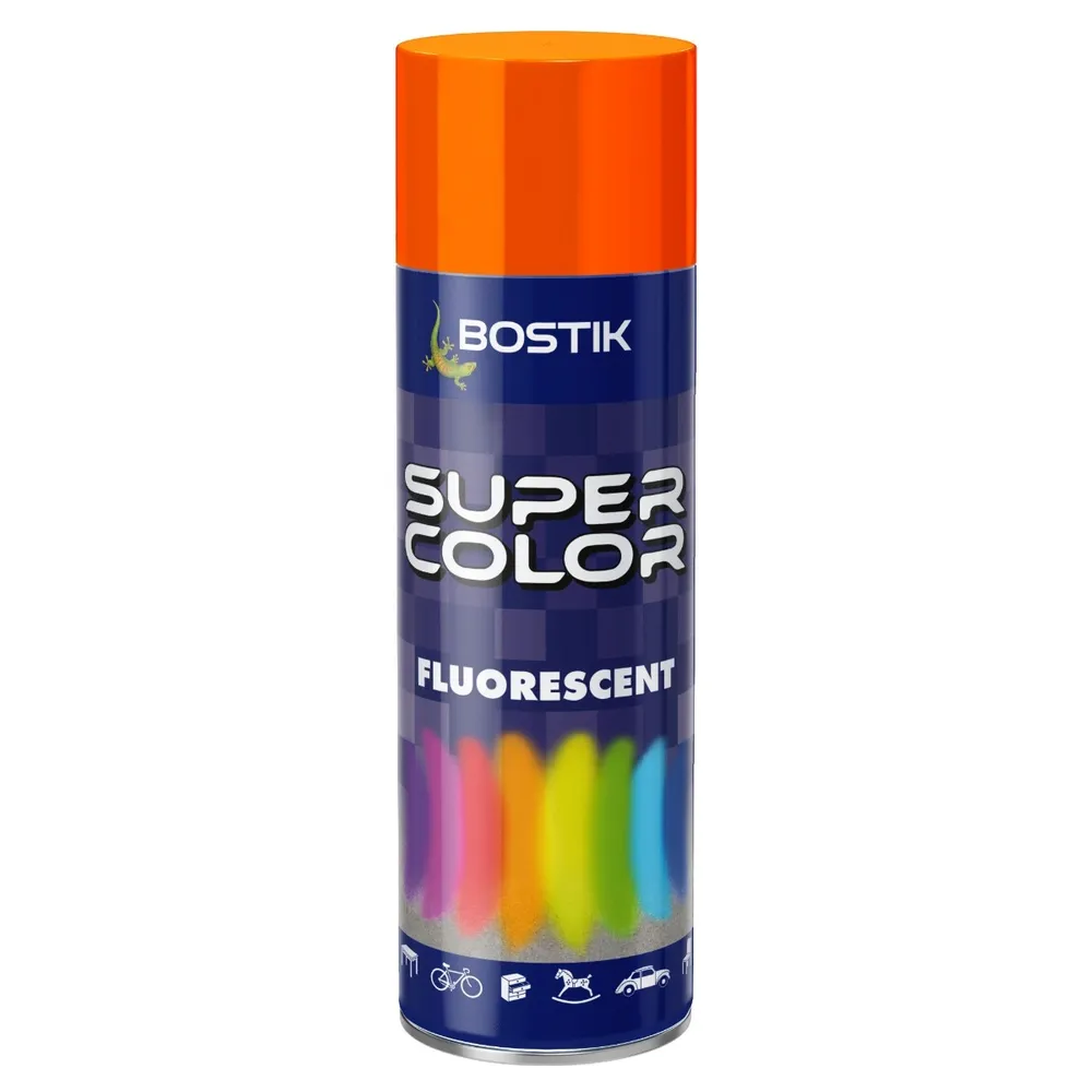 Spray vopsea, Den Braven Super Color Fluorescent, rosu oranj, interior / exterior, 400 ml