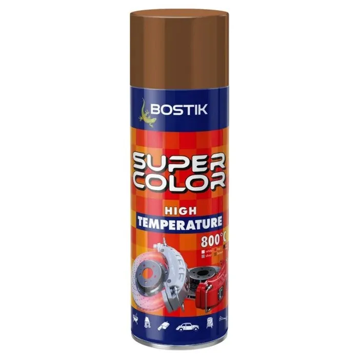 Spray vopsea rezistent la temperaturi inalte, Den Braven Super Color High Temperature, maro, interior / exterior, 400 ml