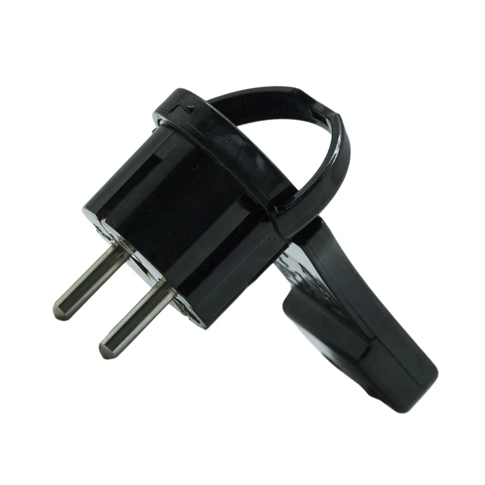 Stecher plat cu inel 16A, negru