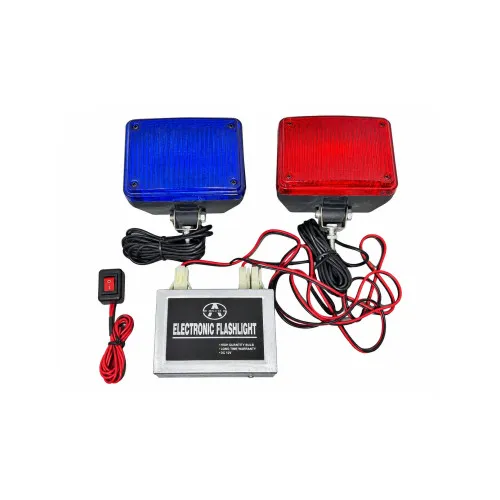 Stroboscoape auto 12V rosu-albastru set 2 bucati cu modul de comanda