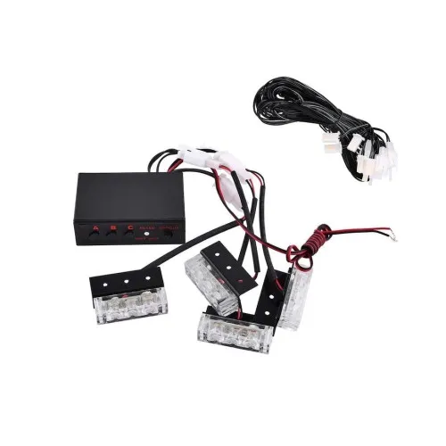 Stroboscoape LED auto 12V cu modul de comanda diverse culori set 4 bucati