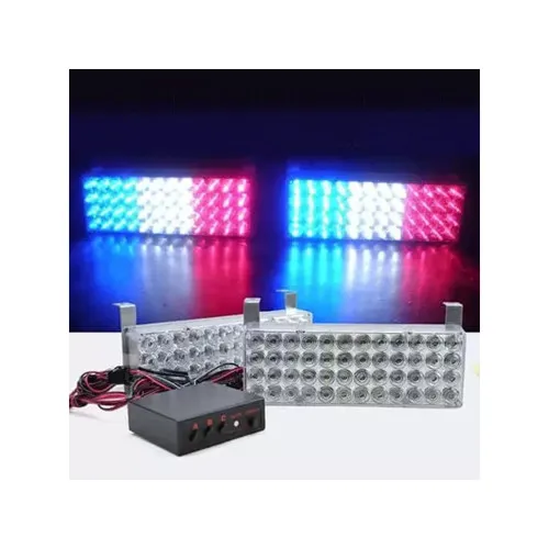 Stroboscoape LED auto 96 LED 12V rosu-albastru-alb set 2 bucati cu modul de comanda