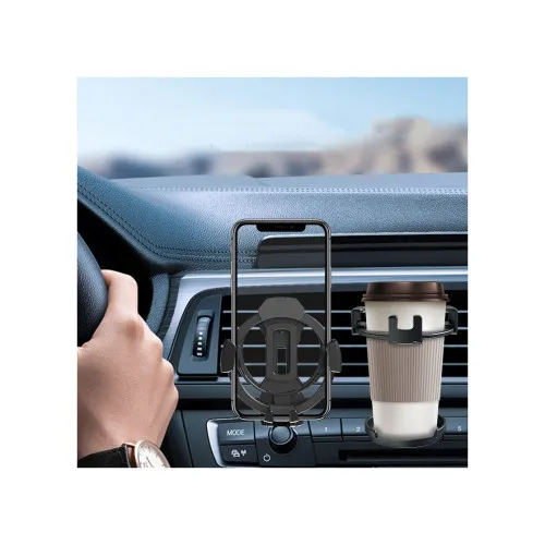 Suport 2in1 pahar si suport telefon auto prindere in grila — imaginea 2