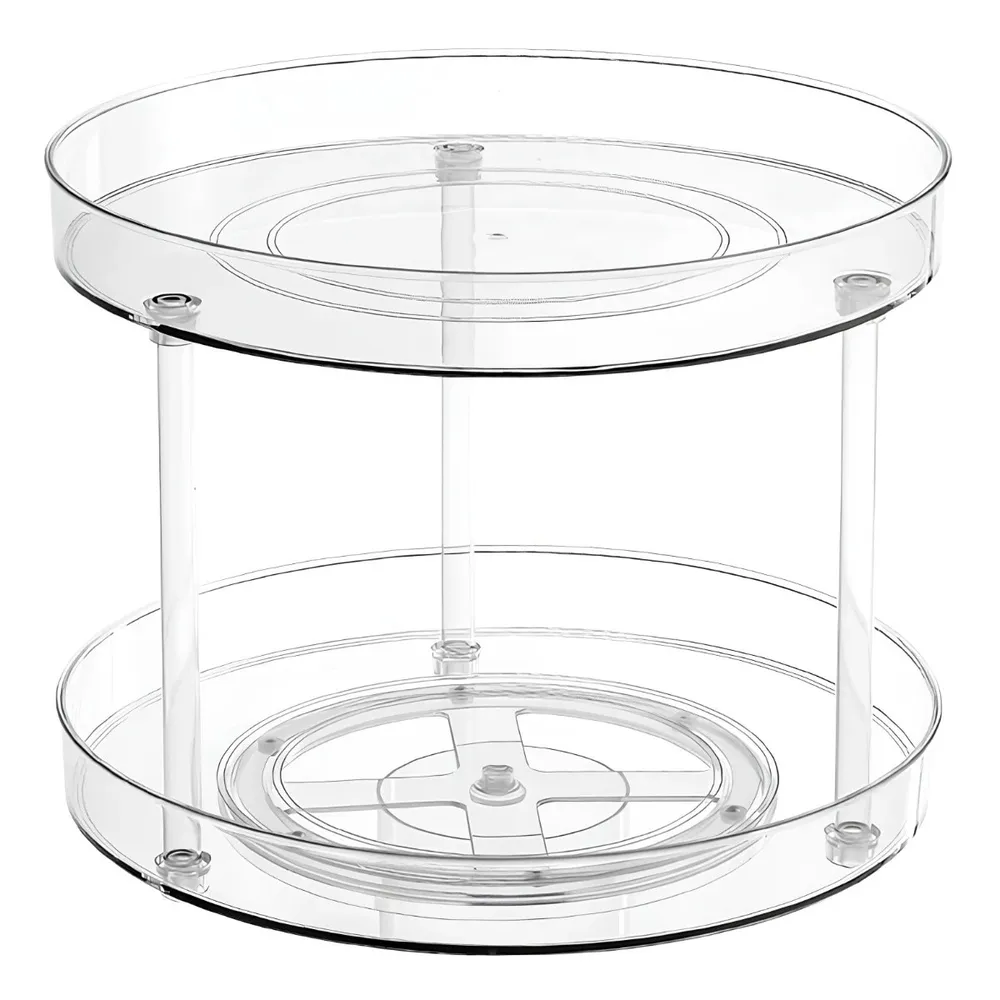 Suport bucatarie, pentru recipiente condimente, 8034-2, 2 etajere, rotativ, plastic, 30.5 x 30.5 x 25 cm