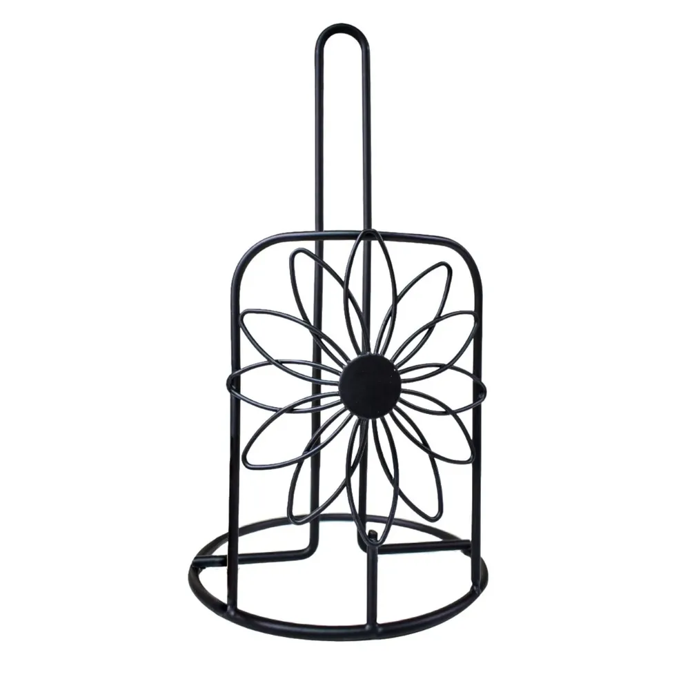 Suport bucatarie, pentru rola hartie, D4772, metal, negru, 14 x 27 cm