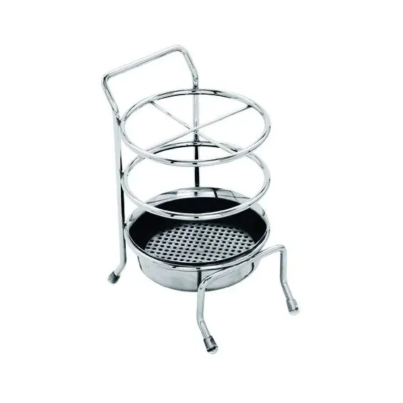 Suport bucatarie, pentru tacamuri, tip stativ, metal cromat, lucios, 3 agatatori, 13 x 11 x 19 cm