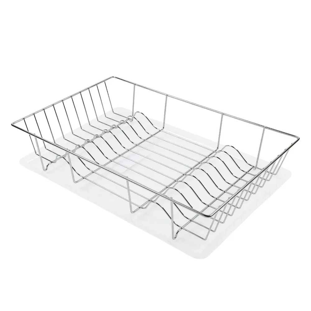 Suport bucatarie pentru vase, KB001, cromat, 47x32x10cm, cu tava plastic