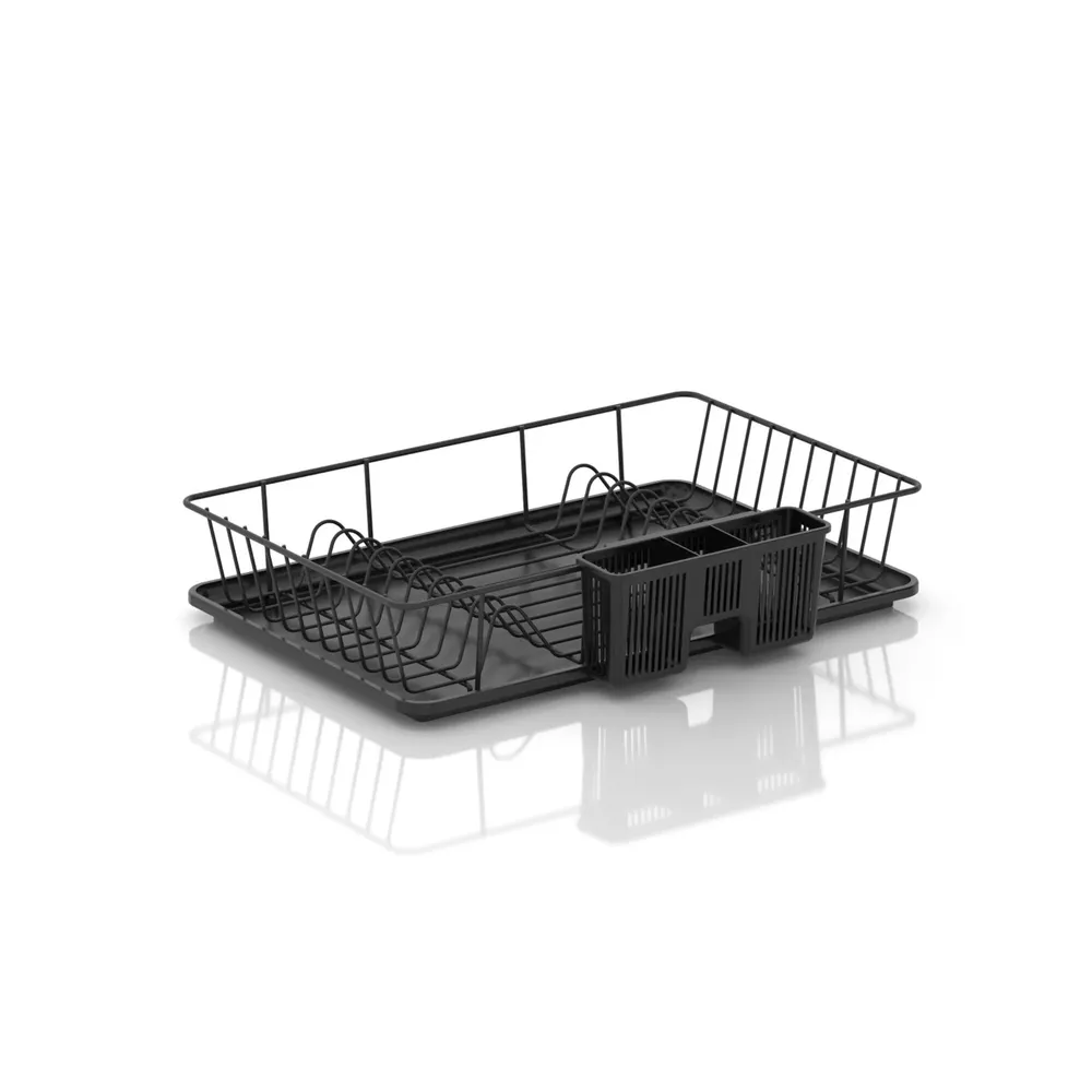 Suport bucatarie, pentru vase, Tekno-tel, KB003B, metal, 38 x 49 x 9 cm + tava + Suport bucatarie, tacamuri