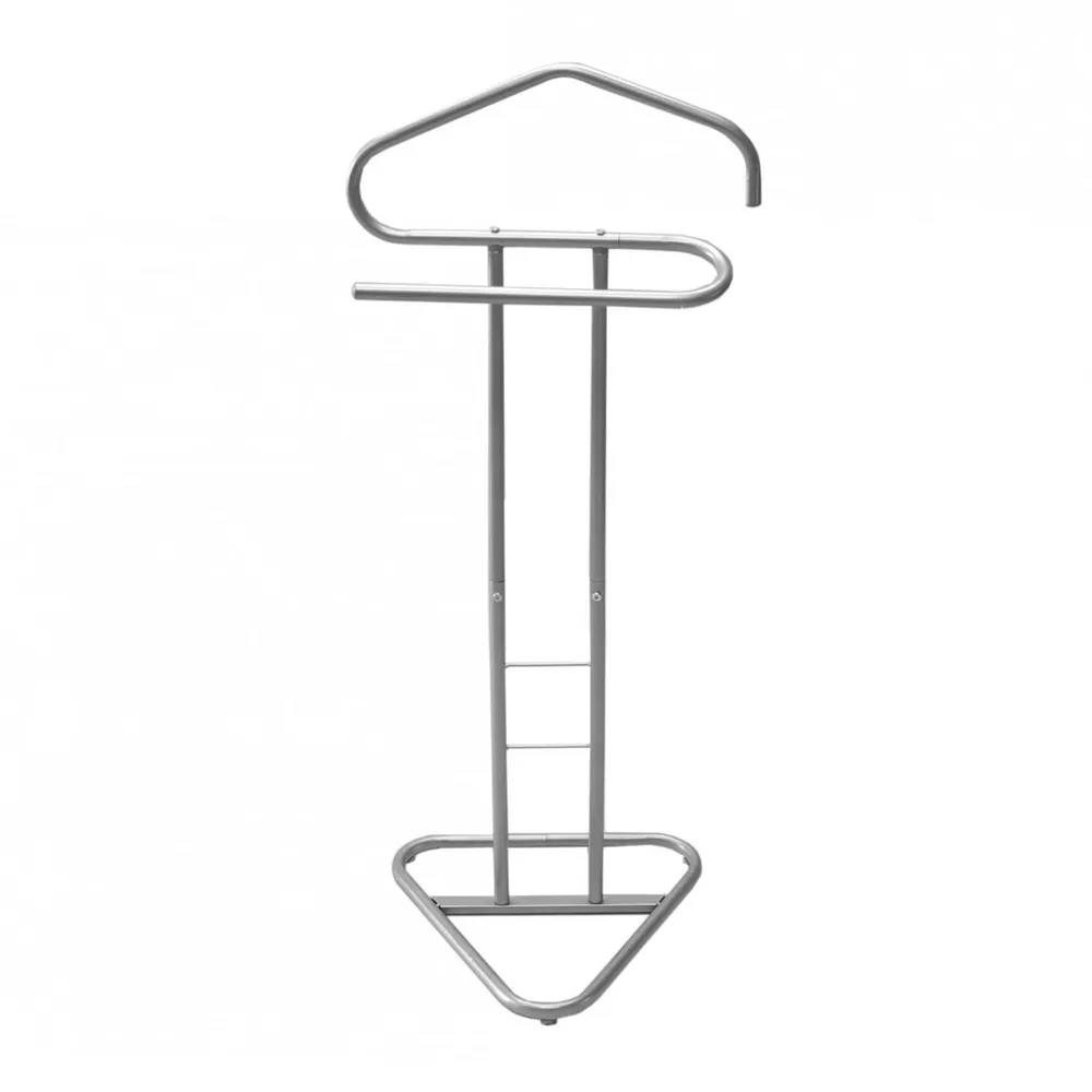 Suport haine ST23001, 2 agatatori, metal gri, 47x38x110cm