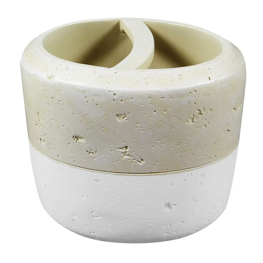 Suport periute dinti, Flinstone BPO-1578B, polirasina, alb + crem, 8 x 10.7 x 10 cm