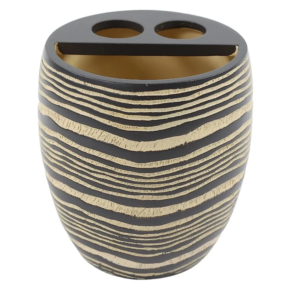 Suport periute dinti, Kadda Country BPO-0375B, polirasina, crem / negru, 9.8 x 11.3 cm