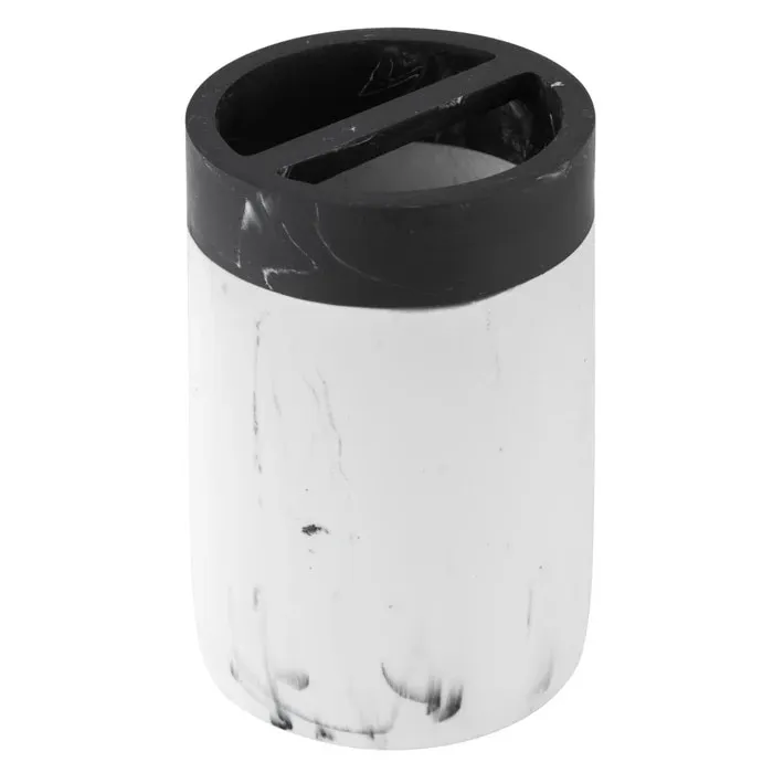 Suport periute dinti Kadda Marmor BPO-3917B, polirasina, finisaj alb + negru, 11 x 7 x 7 cm