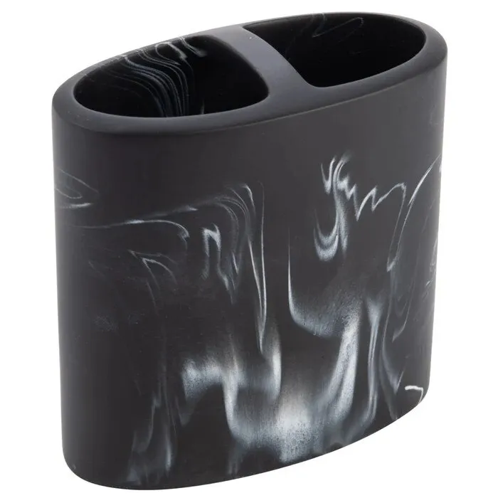 Suport periute dinti, Kadda Maroc BPO-4126B, polirasina, negru + alb, 11.1 x 5.4 x 11.4 cm