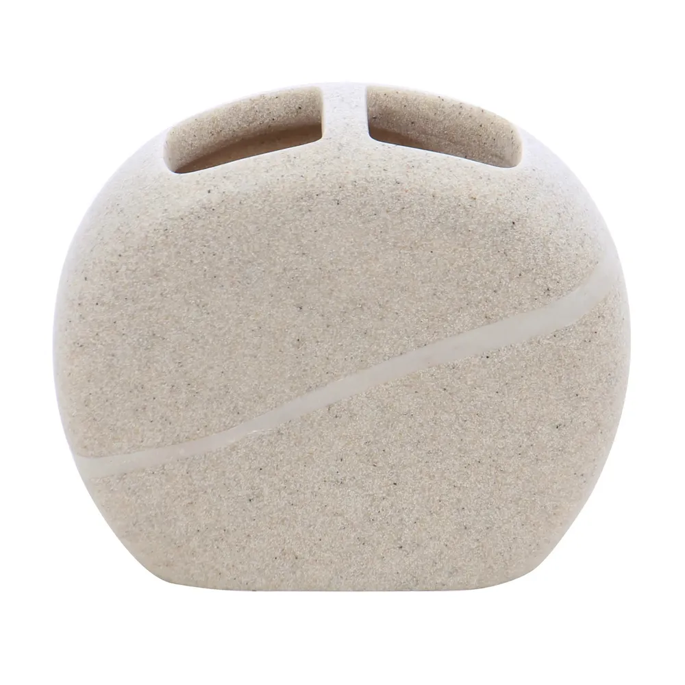 Suport periute dinti, Kadda Stone BPO-0822B, polirasina, finisaj piatra, 10.5 x 12.5 x 5 cm