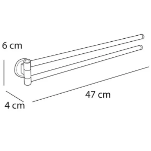 Suport prosop baie Fly 4FSR099360, mobil, cu doua brate, 47 x 4 x 6 cm