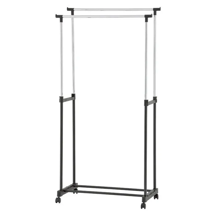 Suport / stander haine HG22N cu doua bare umerase, metal + plastic, 84 x 42.5 x 101 / 167 cm