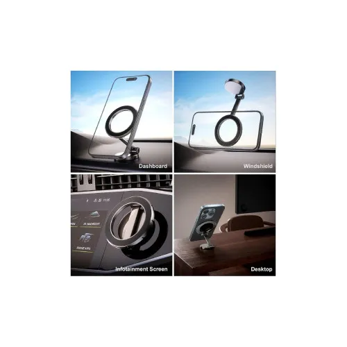 Suport telefon magnetic Premium compatibil iPhone tip inel rotire 360° — imaginea 3