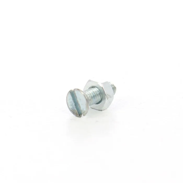 Surub cu cap inecat crestat, cu piulita, otel, zincat alb, M3 x 10 mm, 20 bucati