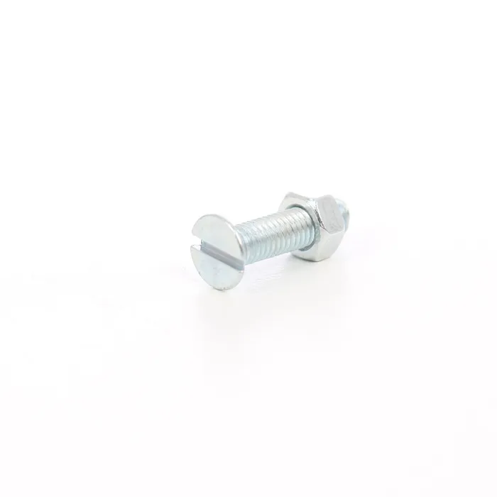 Surub cu cap inecat crestat, cu piulita, otel, zincat alb, M5 x 20 mm, 10 bucati
