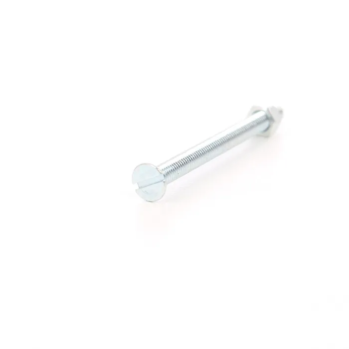 Surub cu cap inecat crestat, cu piulita, otel, zincat alb, M5 x 60 mm, 4 bucati