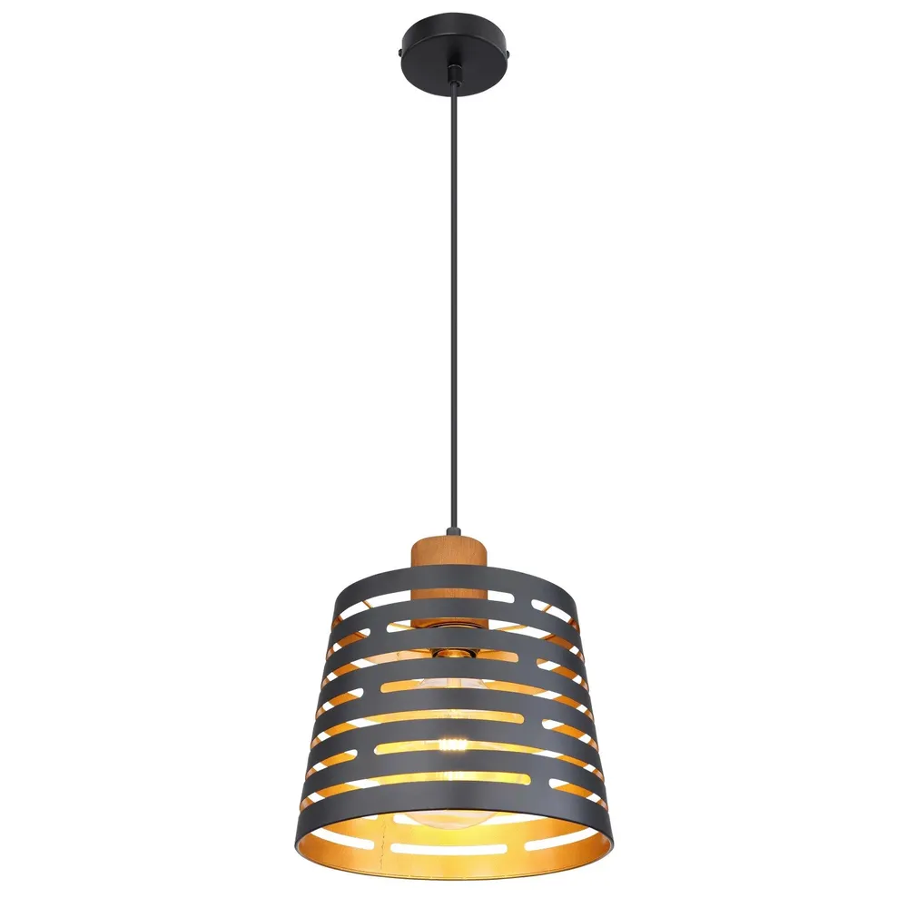 Suspensie Ablona 15451H, 1 x E27, negru + auriu, industrial