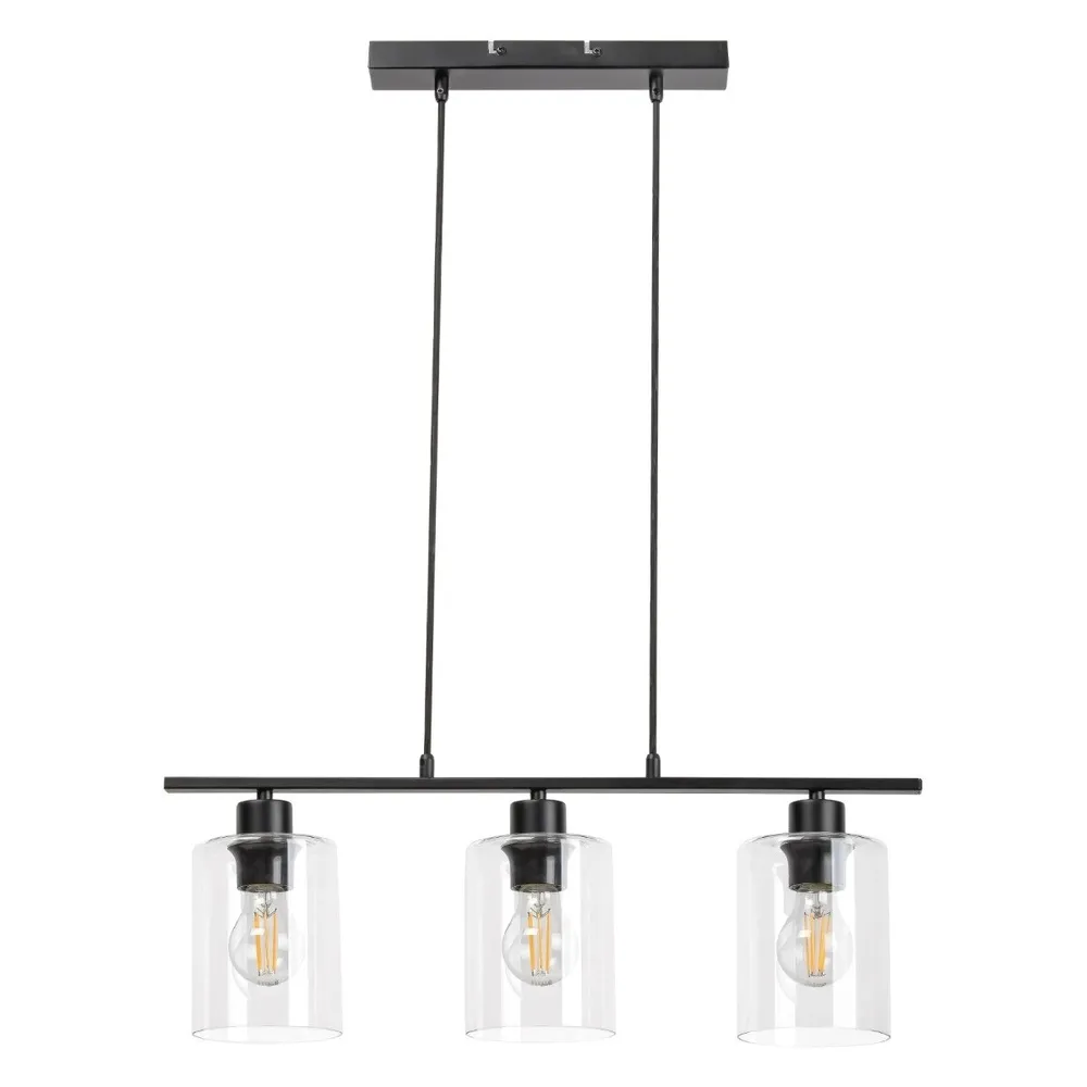 Suspensie Miroslaw 5078, 3 x E27, negru + transparent, industrial