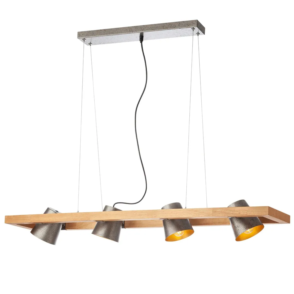Suspensie Oaker 01-3497, 4 x E14, lemn natur + argintiu, rustic