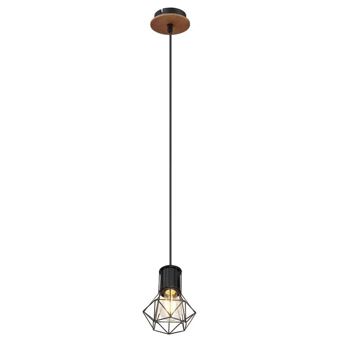 Suspensie Skull KL111119, 1 x E27, negru + maro, modern