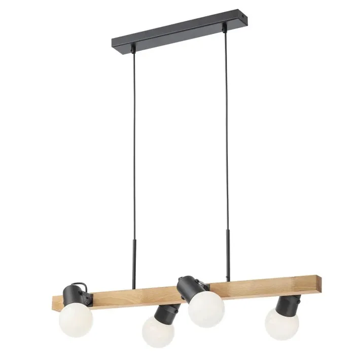 Suspensie Taffi 01-2418, 4 x E27, negru, rustic