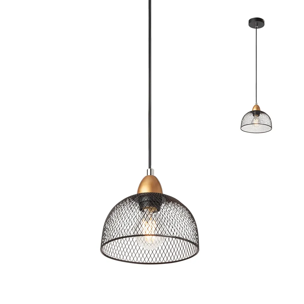 Suspensie Tamis 01-1572, 1 x E27, negru mat + aur mat, modern