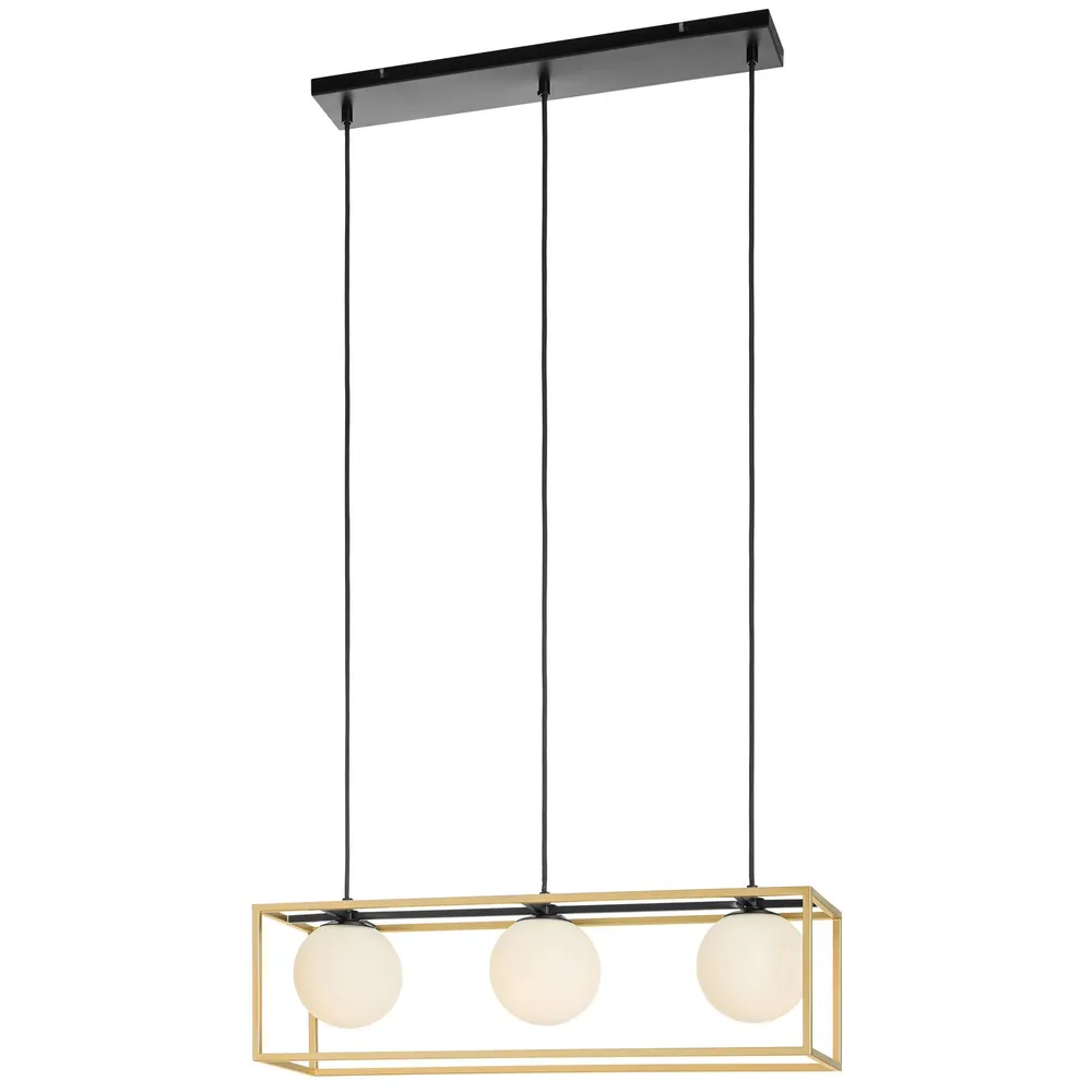 Suspensie Zodiac 01-3057, 3 x E14, negru + alama + alb, modern
