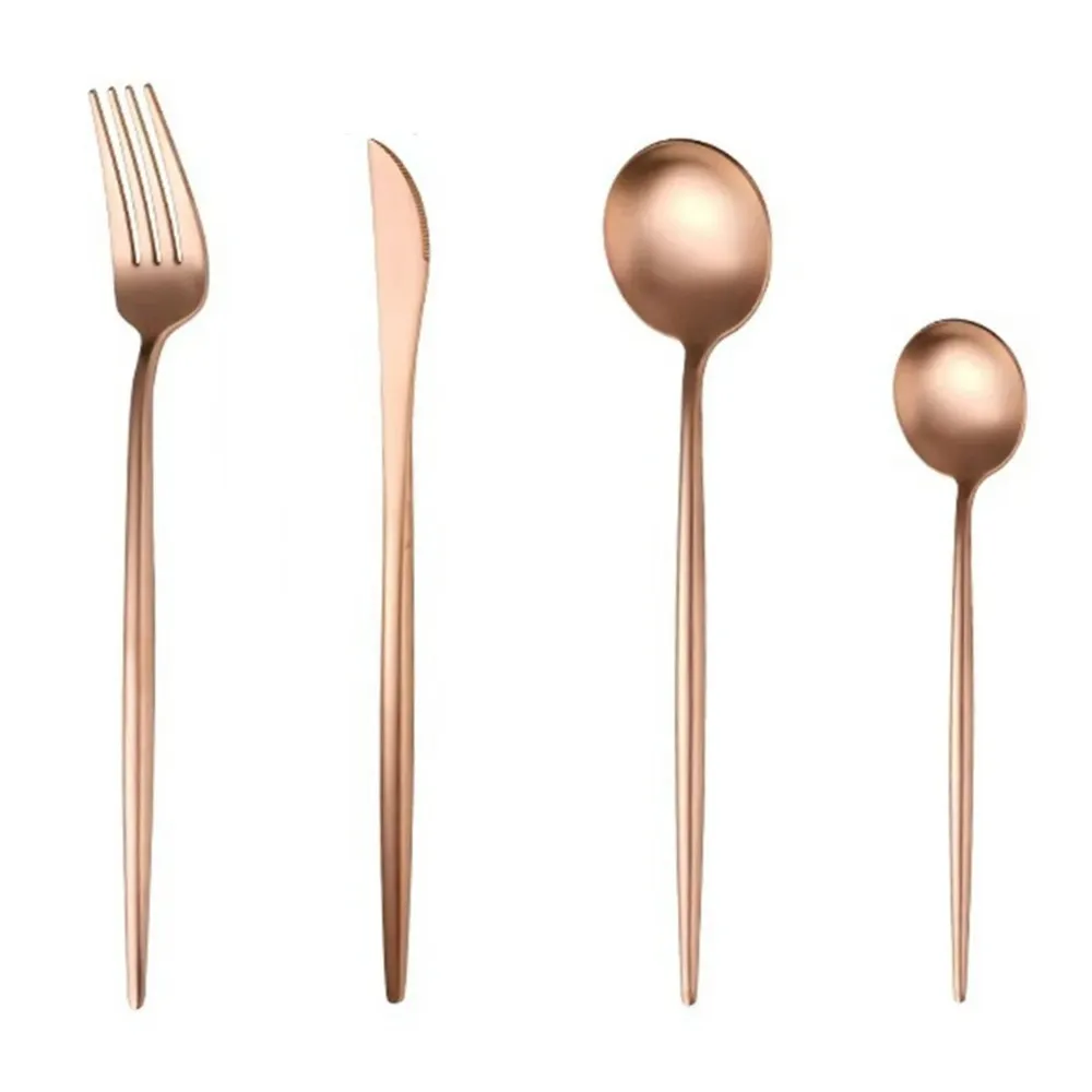 Tacamuri JZ098RG, inox, roz, set 24 piese