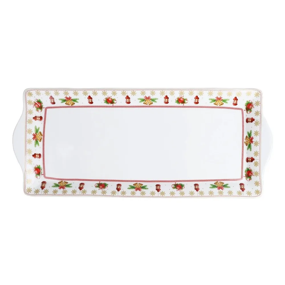 Tava Craciun, dreptunghiulara, pentru servire, EP3948, portelan, multicolor, 34 x 15 x 3 cm