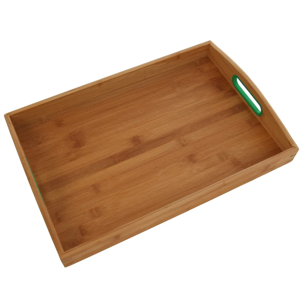 Tava dreptunghiulara pentru servire, din bambus, T1001-L, bej, 48.5 x 33 x 7 cm