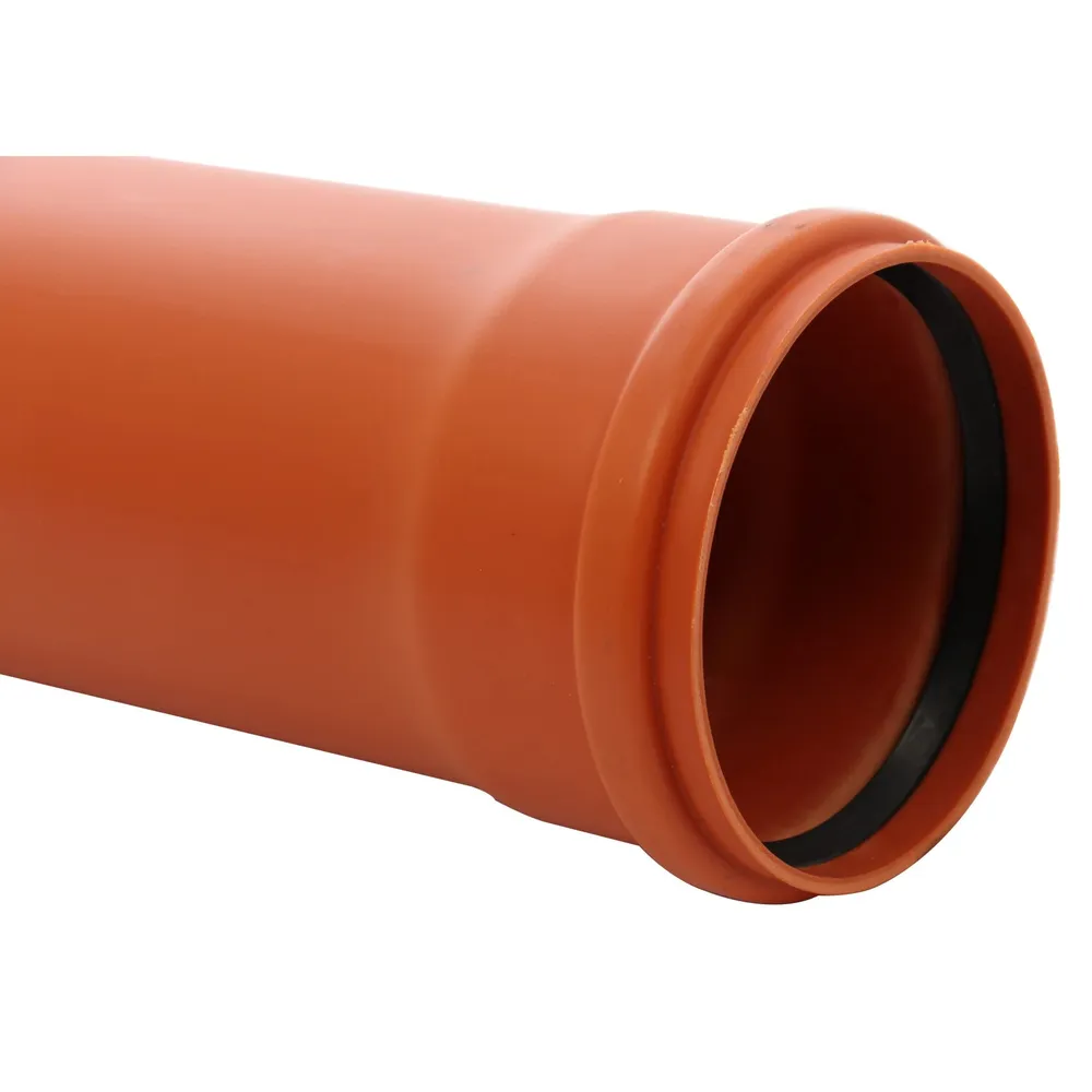 Teava PVC pentru scurgere canalizare exterioara, cu inel, multistrat, 160 x 4 mm, 1 m, portocaliu