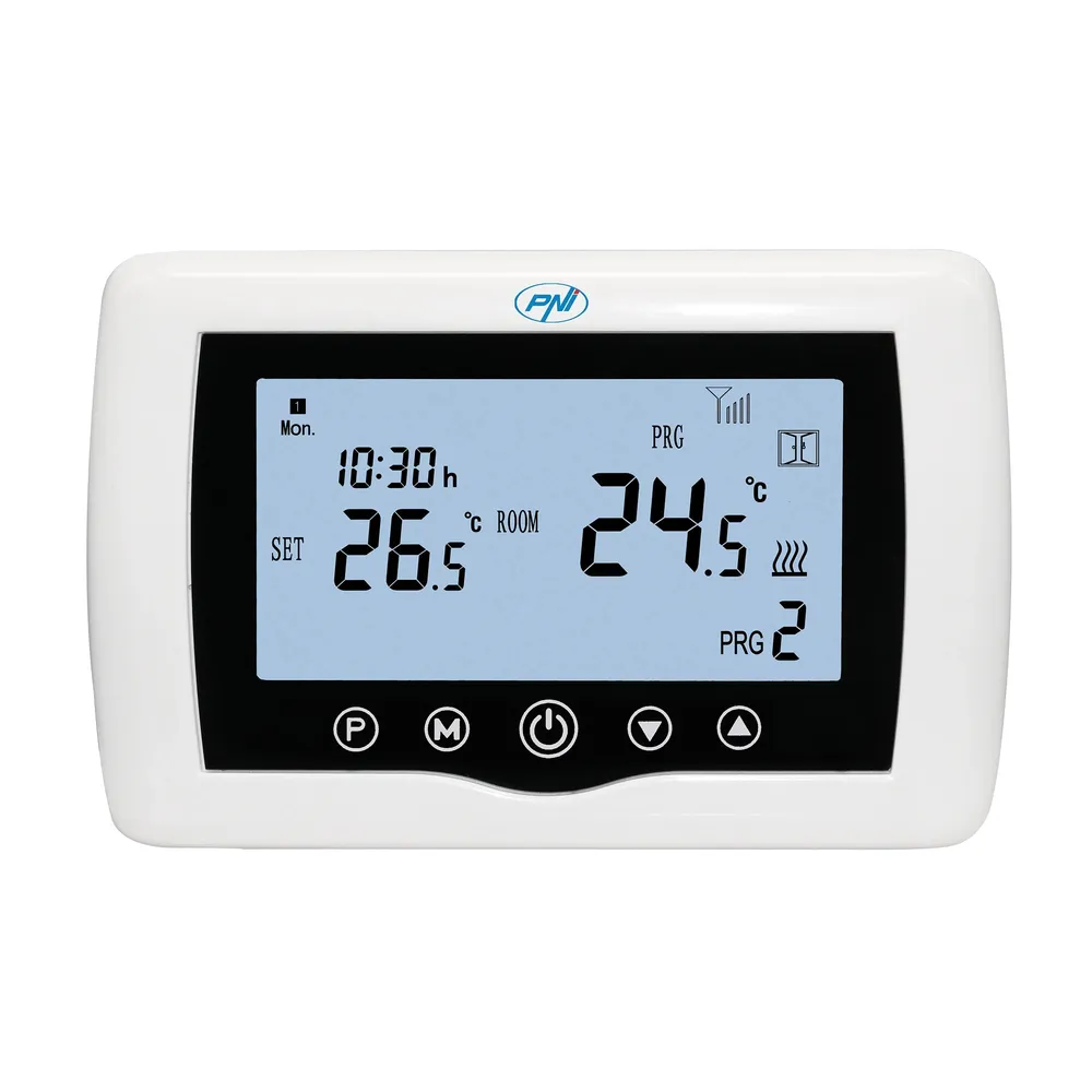 Termostat de ambient pentru centrala, wireless, PNI CT400, inteligent, Wi-Fi, programabil, afisaj digital, protectie inghet, IP30, alb