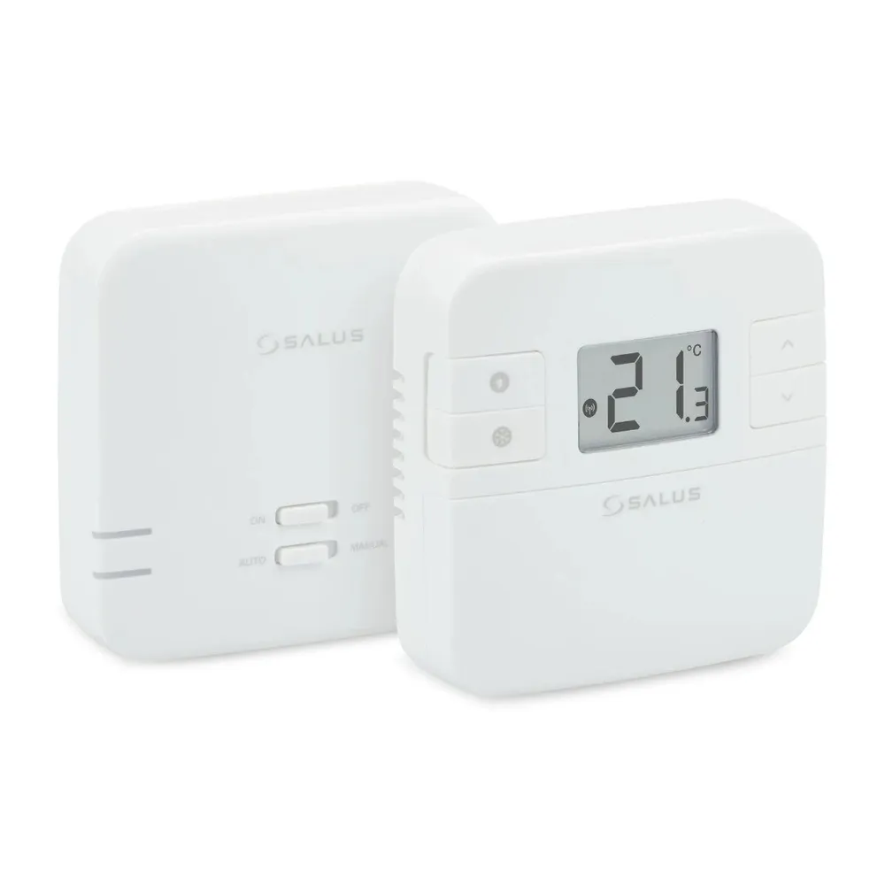 Termostat de ambient pentru centrala, wireless, Salus RT310RF, neprogramabil, protectie la inghet, afisaj digital, IP20, alb