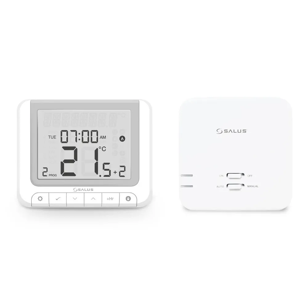 Termostat de ambient pentru centrala, wireless, Salus RT520RF, programabil, protectie la inghet, afisaj digital, IP20, alb
