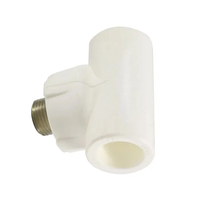 Teu PPR, D 25 mm x 3/4", filet exterior, alb