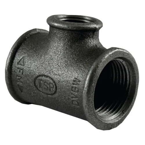 Teu redus fonta 3/4"-1/2" FI-FI negru 3/4"x1/2"x3/4", pentru teava de gaz, incalzire