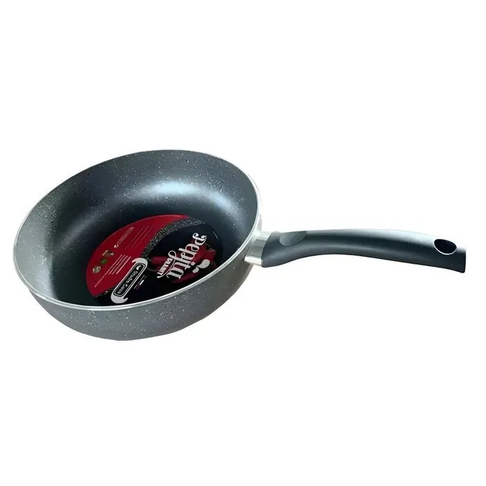 Tigaie inalta pentru gatit / prajit, Studio Casa Pepita Granit, aluminiu mineralit, cu maner din silicon, D 24 cm