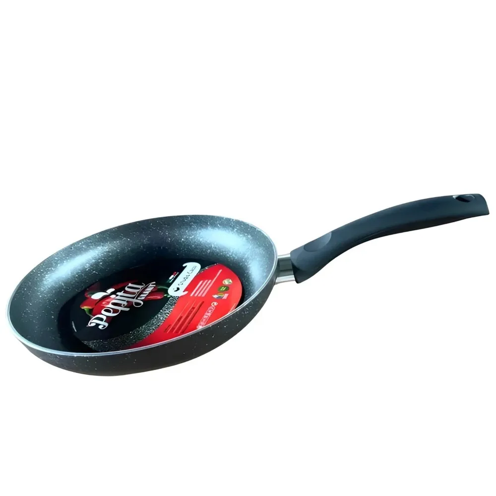 Tigaie pentru gatit / prajit, Studio Casa Pepita Granit, aluminiu mineralit, cu maner din silicon, D 24 cm